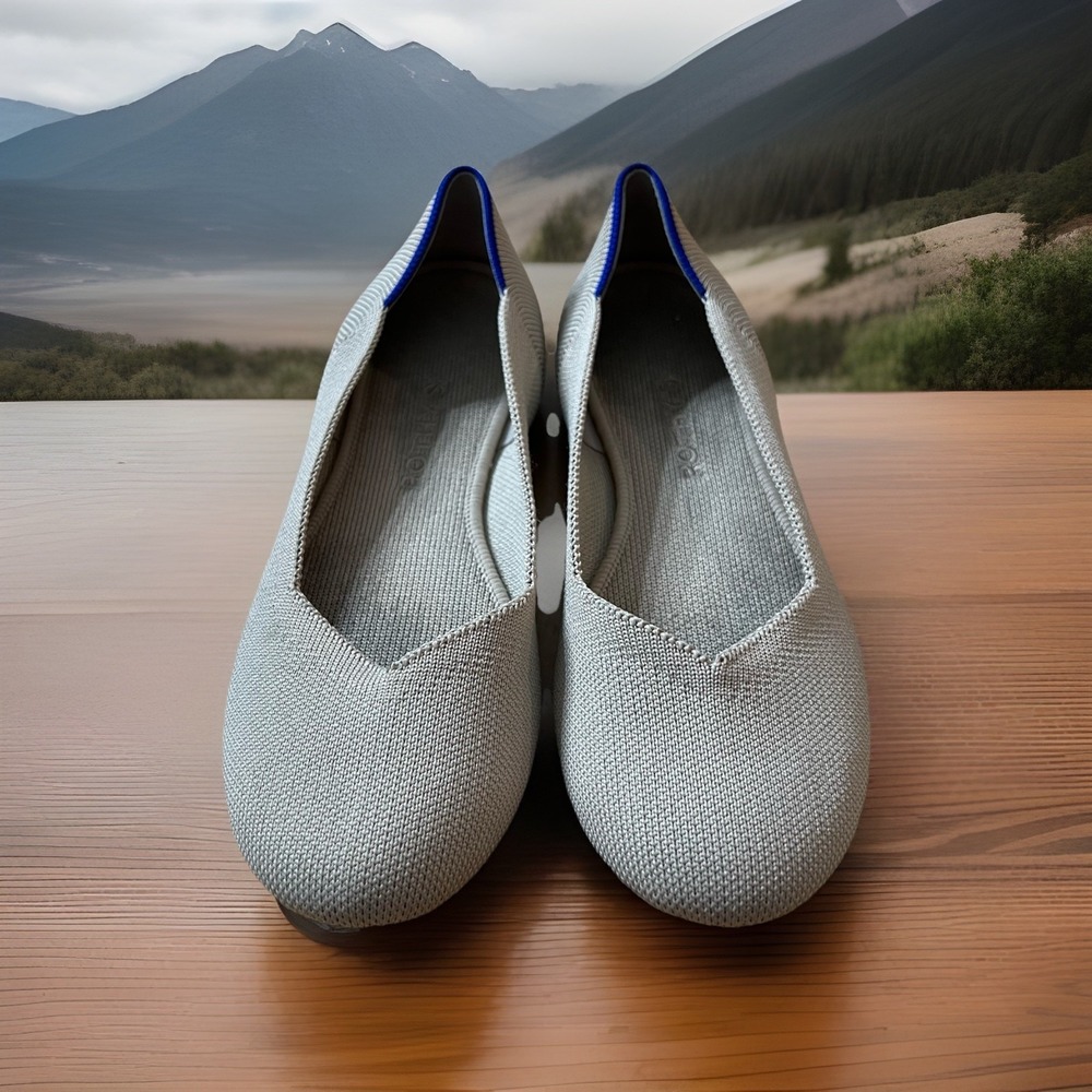 Rothy's The Flat Flax Birdseye Ballet Flats Oatmeal Cream Tan Women's 7.5